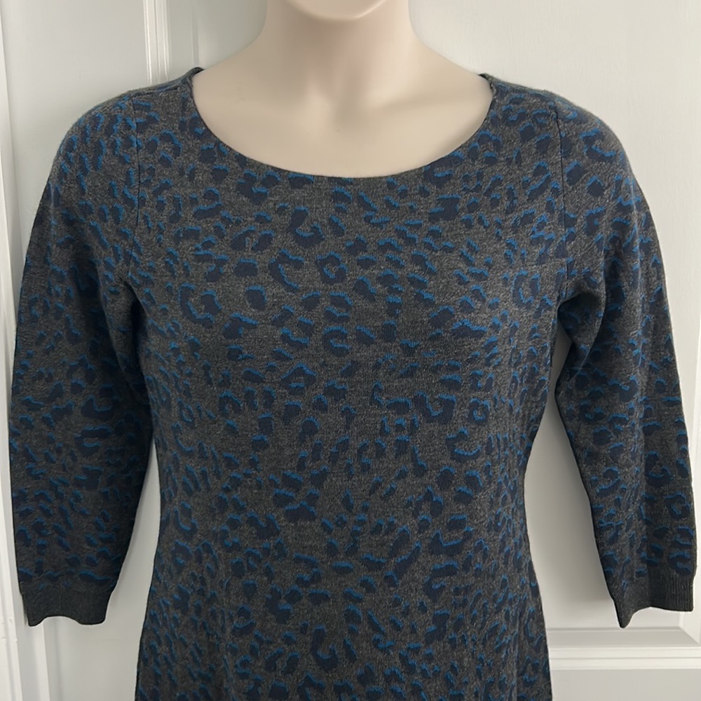 Loft Stretchy Animal Print Sweater Dress Medium